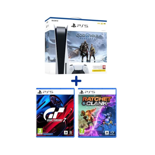 Pack PS5 GOWR Standard : Console PS5 Standard + God of War : Ragnarök (Code) + Gran Turismo 7 + Ratchet&Clank: Rift Apart