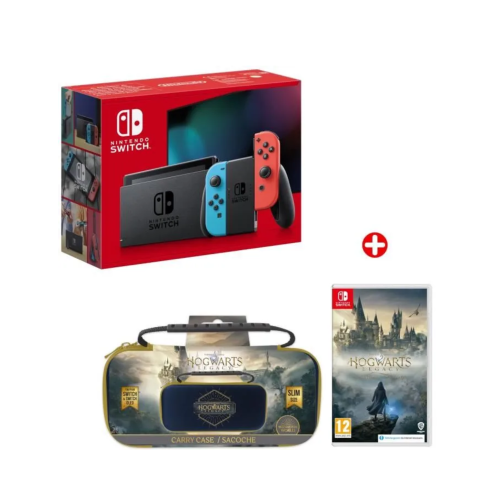 Pack Nintendo : Console Nintendo Switch • Bleu Néon & Rouge Néon + Hogwarts Legacy: L’Héritage de Poudlard + Pochette